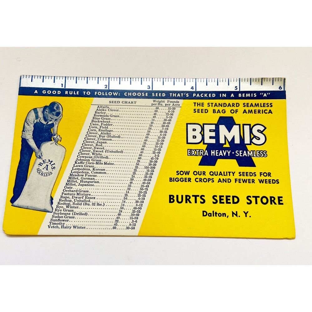 Farming Seed Store Agriculture Seed Chart Ink Blotter Bemis Dalton NY New York